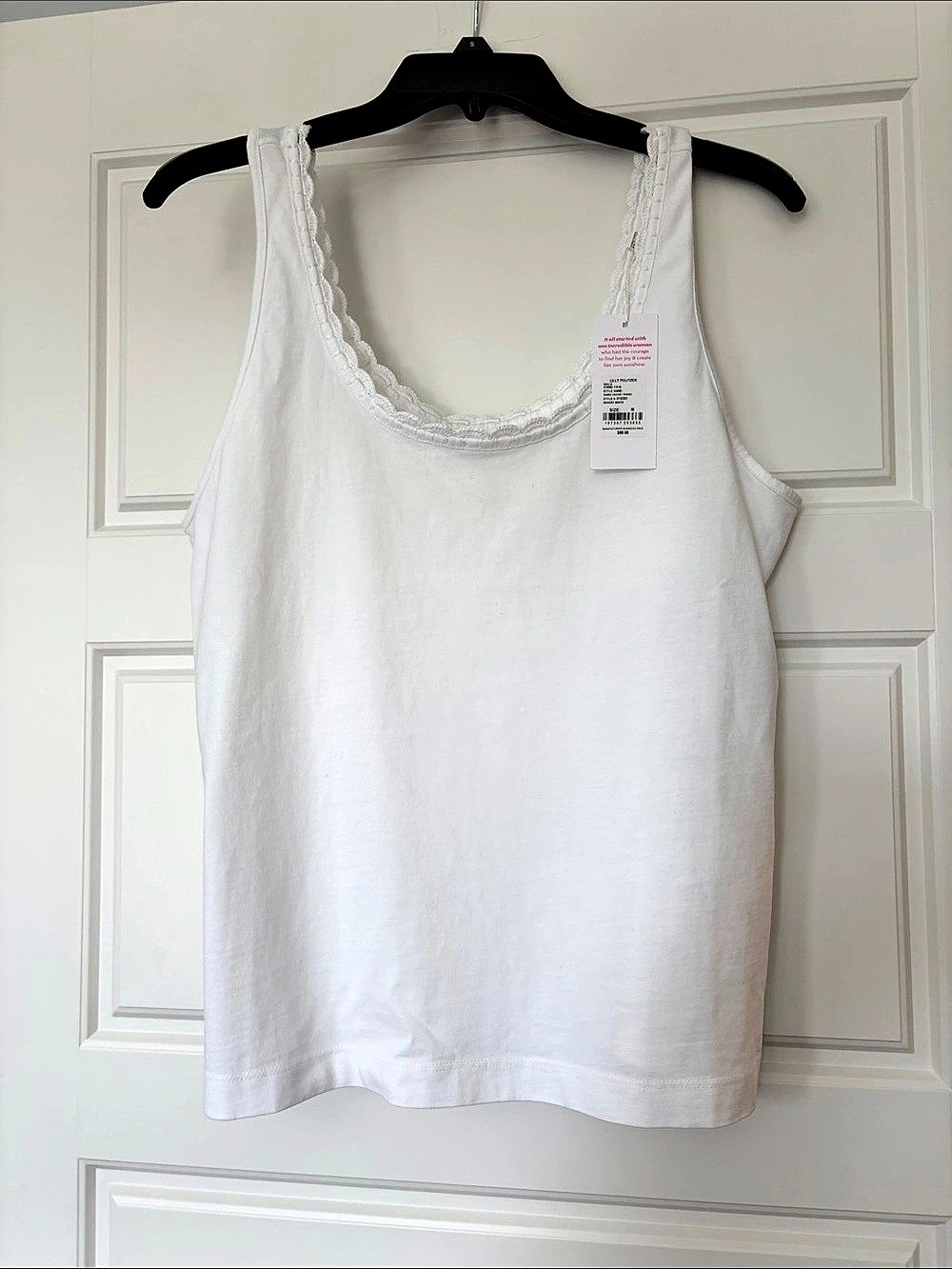 Lilly Pulitzer Tank Lace Trim Tank Top in White Size Medium NWT